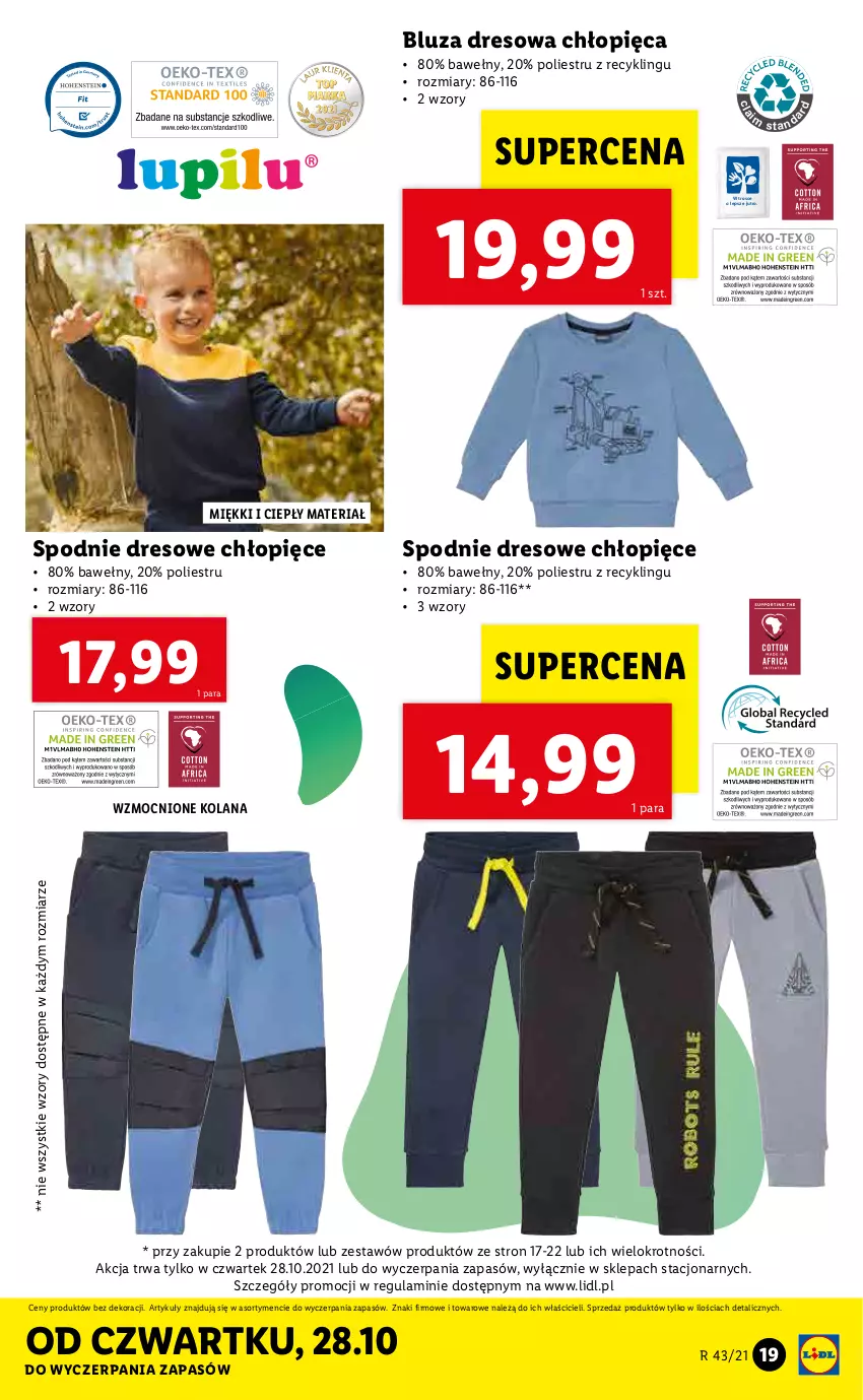 Gazetka promocyjna Lidl - GAZETKA - ważna 25.10 do 31.10.2021 - strona 19 - produkty: Bluza, Bluza dresowa, Dres, LANA, Spodnie, Spodnie dresowe