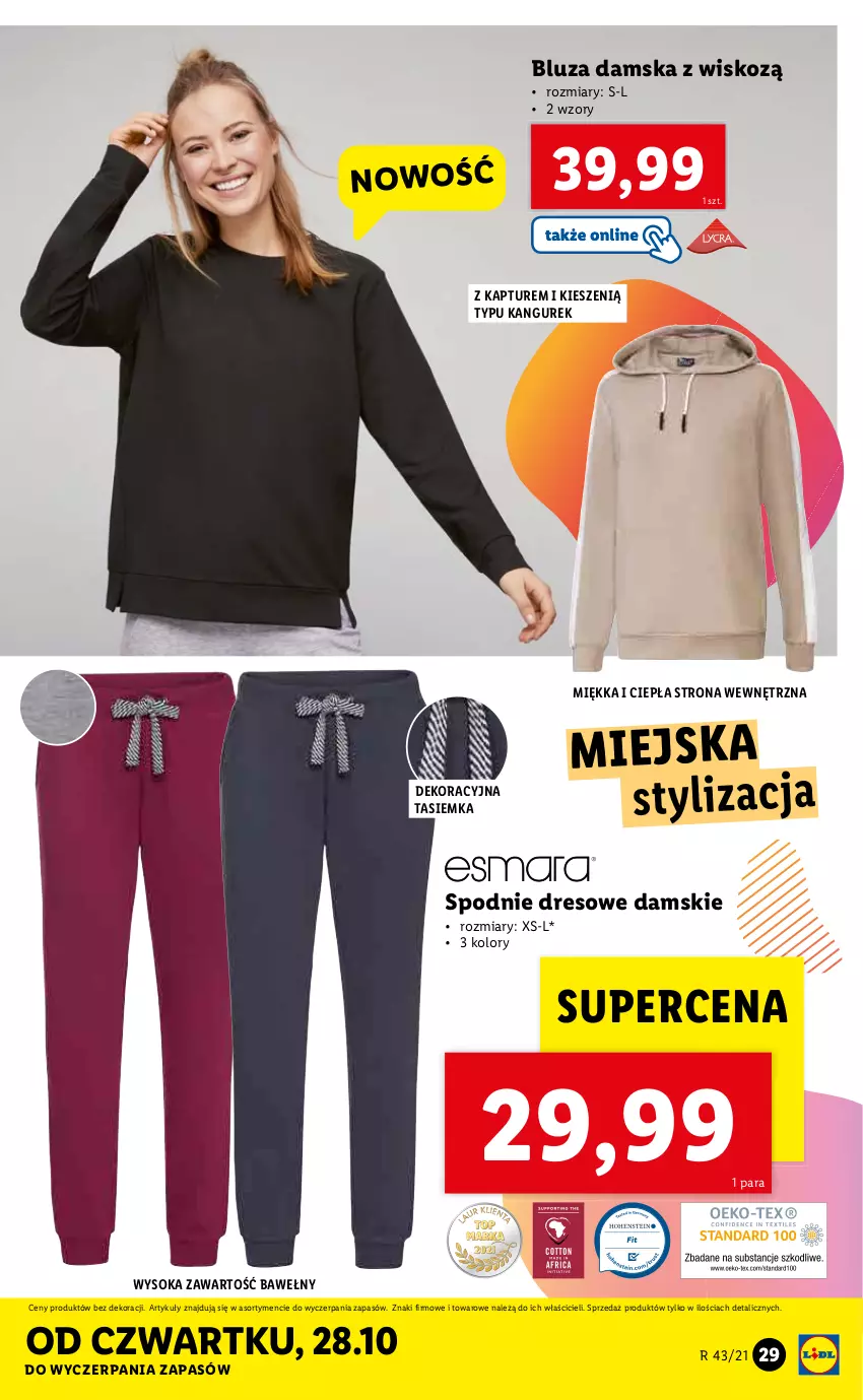 Gazetka promocyjna Lidl - GAZETKA - ważna 25.10 do 31.10.2021 - strona 29 - produkty: Bluza, Dres, Sok, Spodnie, Spodnie dresowe