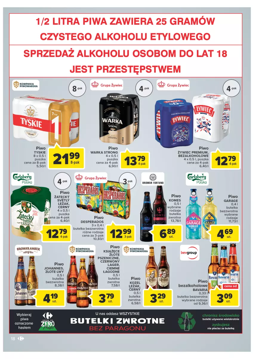 Gazetka promocyjna Carrefour - Gazetka Carrefour - ważna 08.02 do 28.02.2022 - strona 18 - produkty: Desperados, Fortuna, Gra, Kozel, Piwa, Piwo, Tyskie, Warka