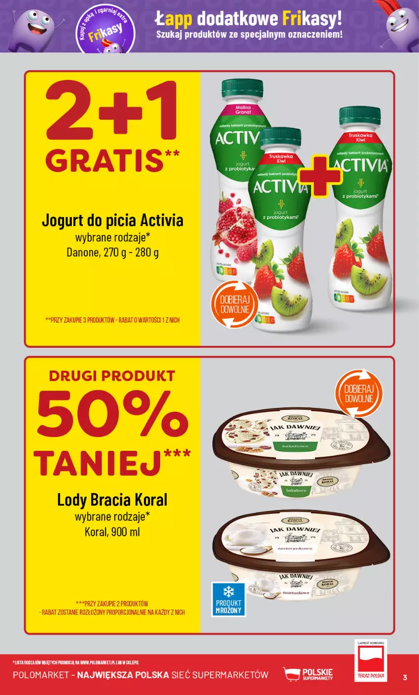 Gazetka promocyjna PoloMarket - Gazetka pomocyjna - ważna 21.08 do 27.08.2024 - strona 3 - produkty: Activia, Danone, Jogurt, Lody