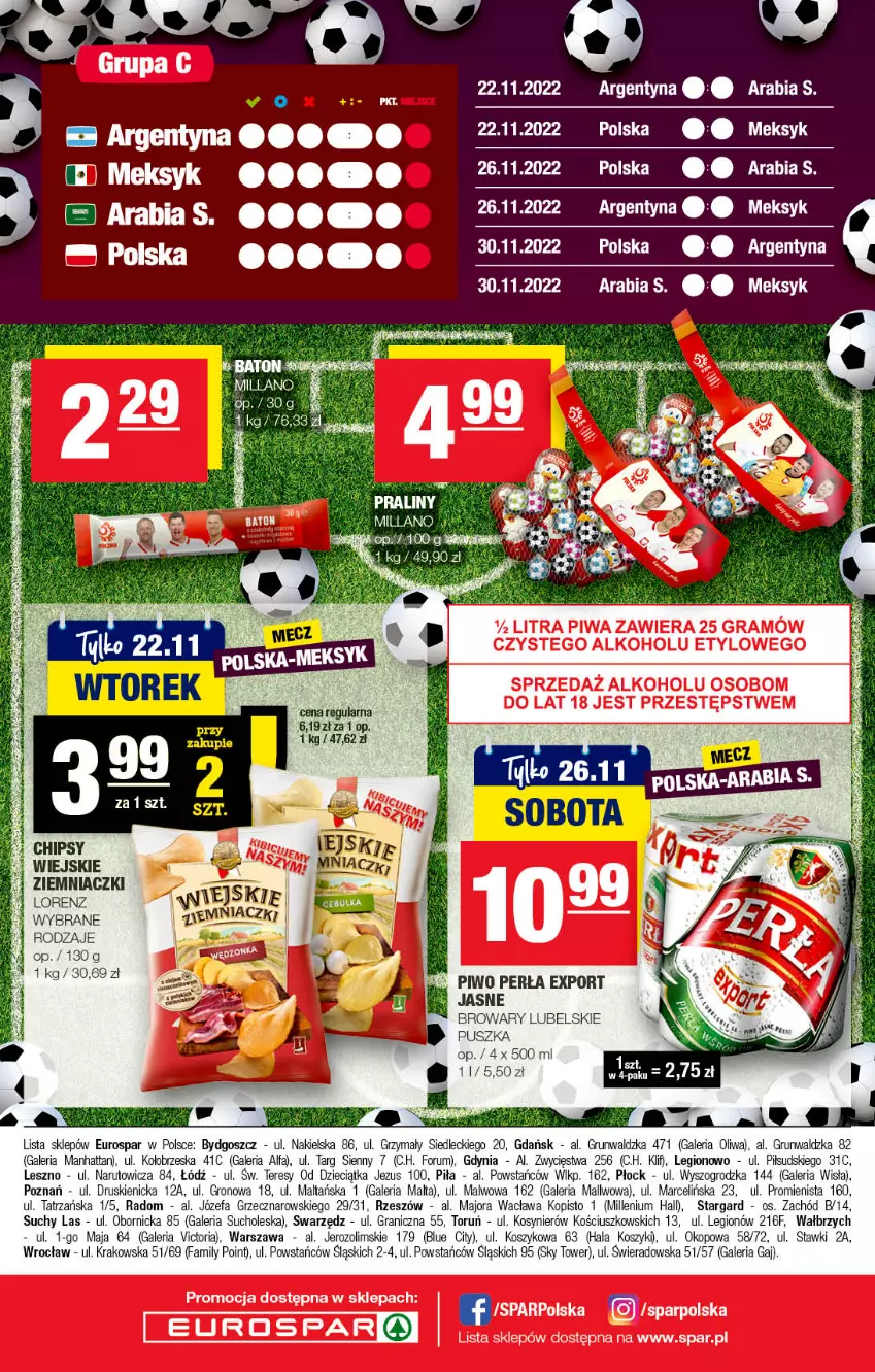 Gazetka promocyjna Spar - EuroSpar - ważna 13.11 do 23.11.2022 - strona 16 - produkty: Baton, Chipsy, Dzieci, Fa, Gra, Kosz, Lorenz, Perła, Piwa, Piwo, Por, Rum