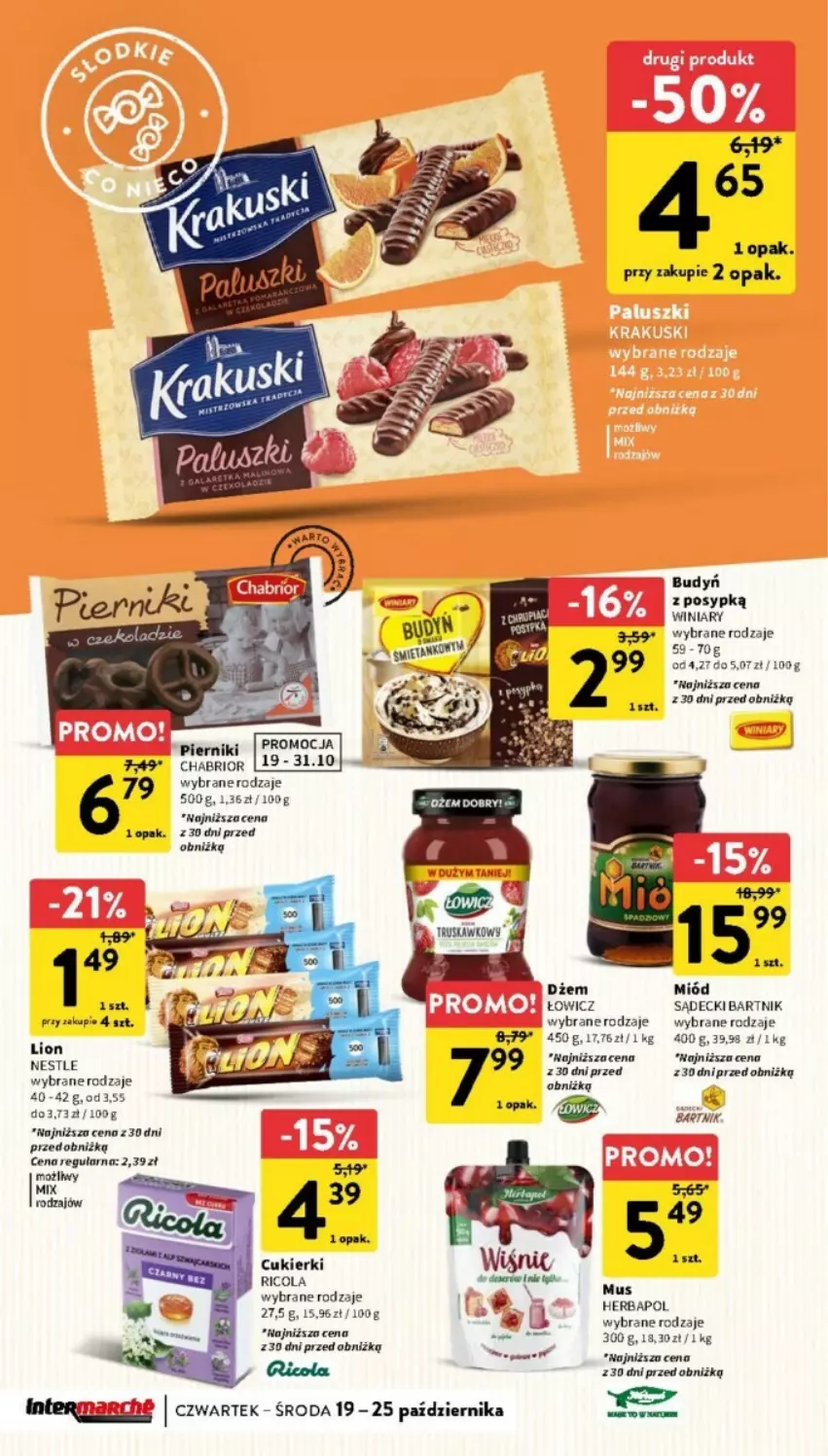 Gazetka promocyjna Intermarche - ważna 19.10 do 25.10.2023 - strona 24 - produkty: Budyń, Chabrior, Cukier, Cukierki, Dżem, Miód, Mus, Piernik, Winiary