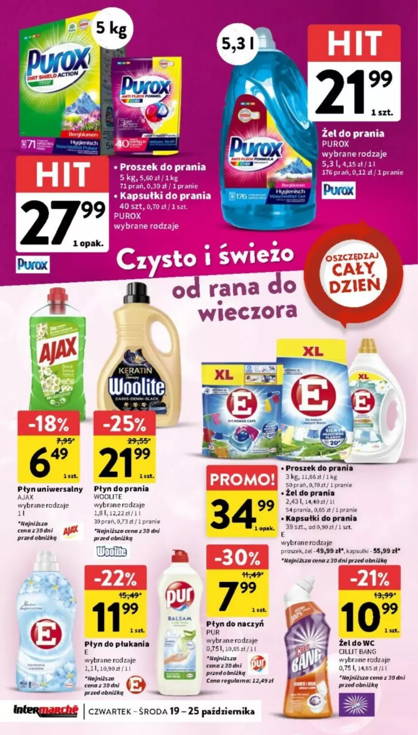 Gazetka promocyjna Intermarche - ważna 19.10 do 25.10.2023 - strona 28 - produkty: Ajax, Fa, Kapsułki do prania, Płyn do prania, Proszek do prania, Pur, Woolite