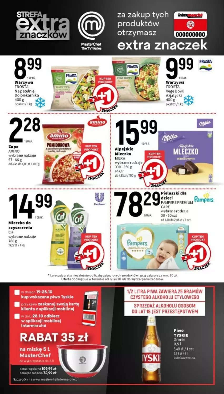 Gazetka promocyjna Intermarche - ważna 19.10 do 25.10.2023 - strona 5 - produkty: Dzieci, Frosta, Gra, Milka, Mleczko, Pampers, Pax, Piekarnik, Tyskie, Warzywa