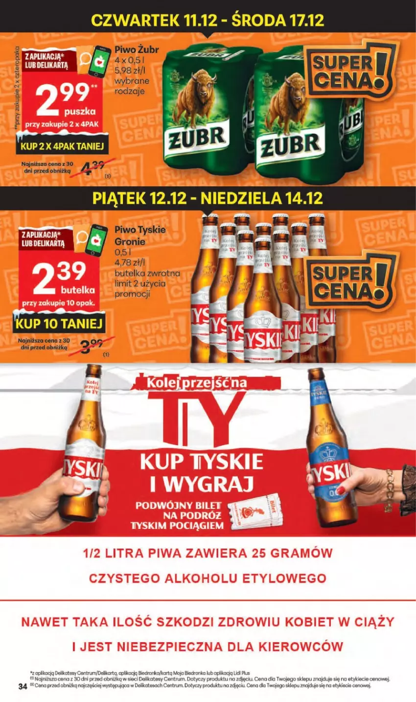 Gazetka promocyjna Delikatesy Centrum - Franczyza DC50 Czwartek - ważna 11.12 do 17.12.2025 - strona 34 - produkty: Dron, Koc, Piwo, Rum, Tyskie