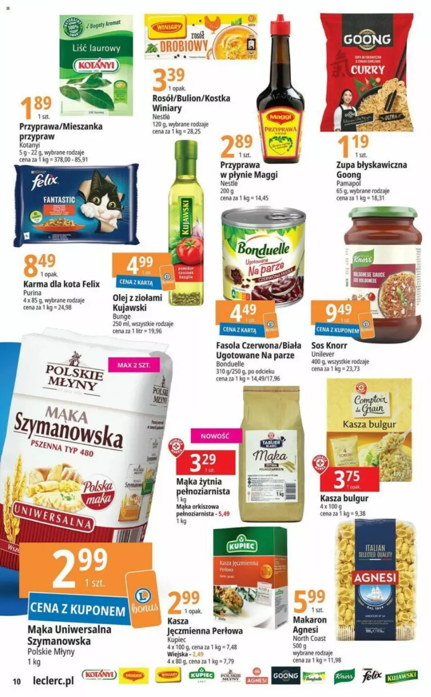 Gazetka promocyjna E Leclerc - ważna 12.09 do 23.09.2023 - strona 2 - produkty: Bulgur, Bulion, Fa, Fanta, Fasola, Felix, Kasza, Knorr, Kujawski, LG, Lion, Maggi, Mąka, Mąka uniwersalna, Olej, Piec, Polskie Młyny, Pur, Purina, Rosół, Sos, Zupa