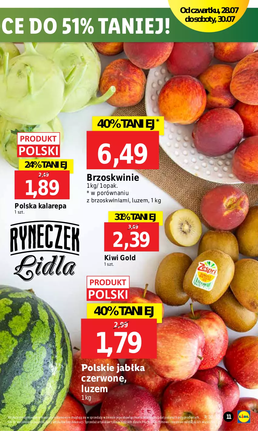 Gazetka promocyjna Lidl - GAZETKA - ważna 28.07 do 30.07.2022 - strona 11 - produkty: Brzoskwinie, Jabłka, Kiwi, Por