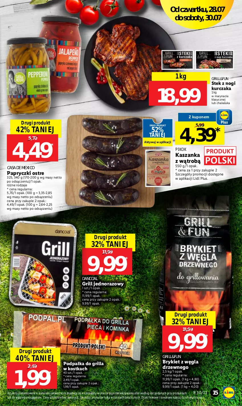 Gazetka promocyjna Lidl - GAZETKA - ważna 28.07 do 30.07.2022 - strona 15 - produkty: Grill, Kasza, Kaszanka, Kurczak, PIKOK, Stek