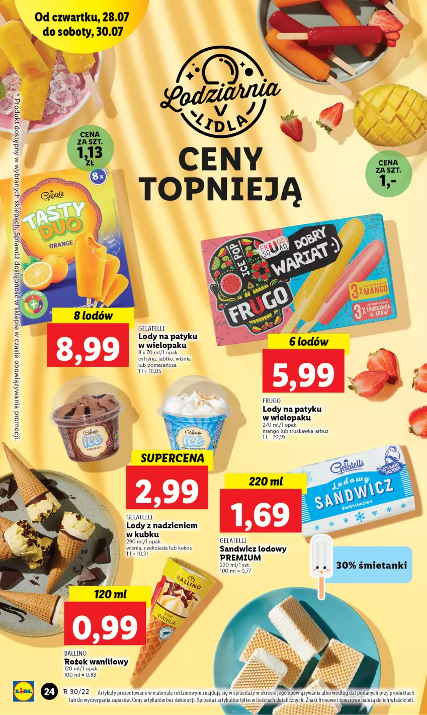 Gazetka promocyjna Lidl - GAZETKA - ważna 28.07 do 30.07.2022 - strona 24 - produkty: Arbuz, Czekolada, Koc, Kokos, Lody, Mango