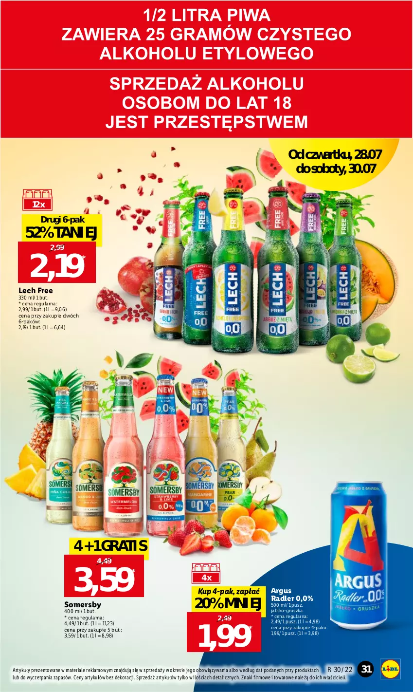 Gazetka promocyjna Lidl - GAZETKA - ważna 28.07 do 30.07.2022 - strona 31 - produkty: Gra, Radler, Somersby