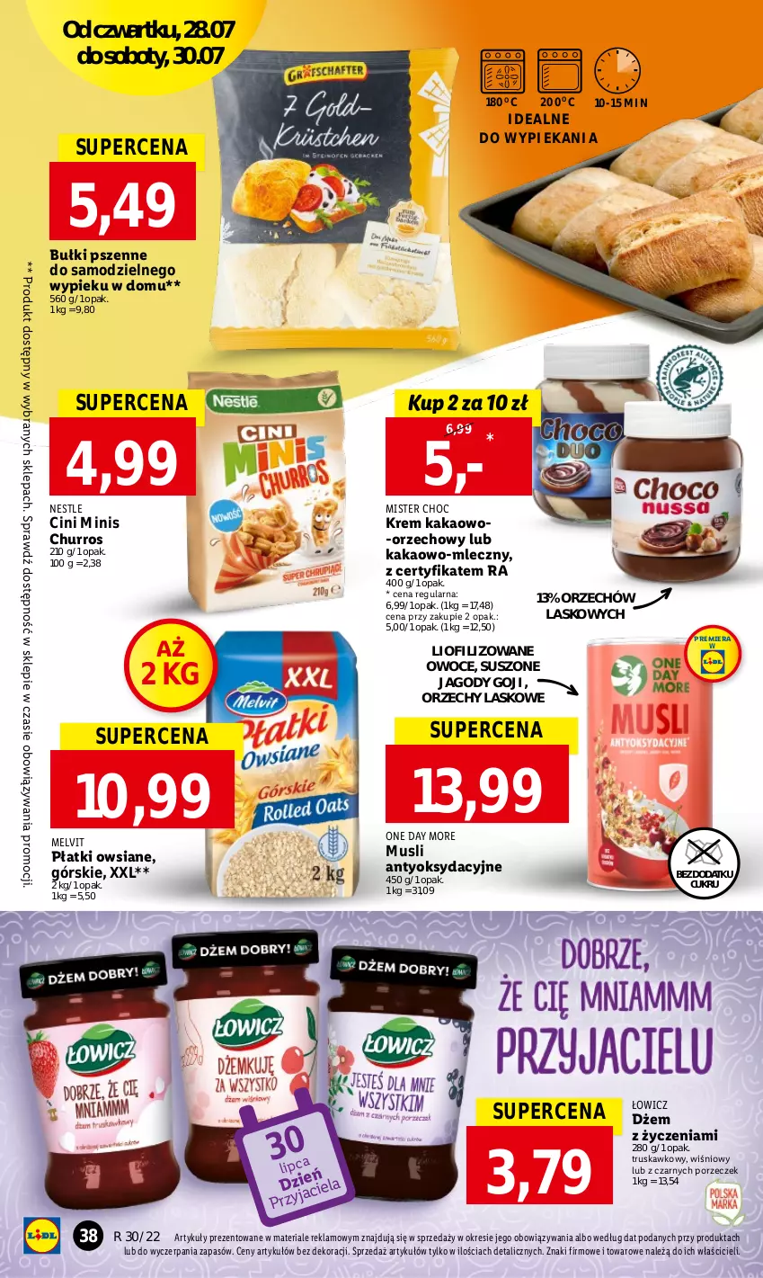 Gazetka promocyjna Lidl - GAZETKA - ważna 28.07 do 30.07.2022 - strona 38 - produkty: Cini Minis, Dżem, Jagody, Jagody goji, Kakao, Melvit, Mus, Owoce, Płatki owsiane, Por