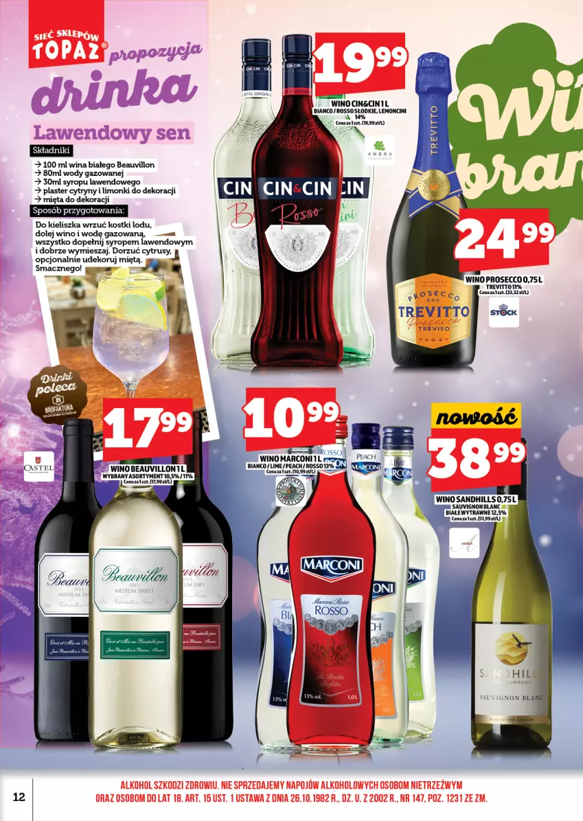 Gazetka promocyjna Topaz - Gazetka - ważna 01.12 do 13.12.2025 - strona 12 - produkty: Cytryny, Mięta, Olej, Prosecco, Syrop, Wino