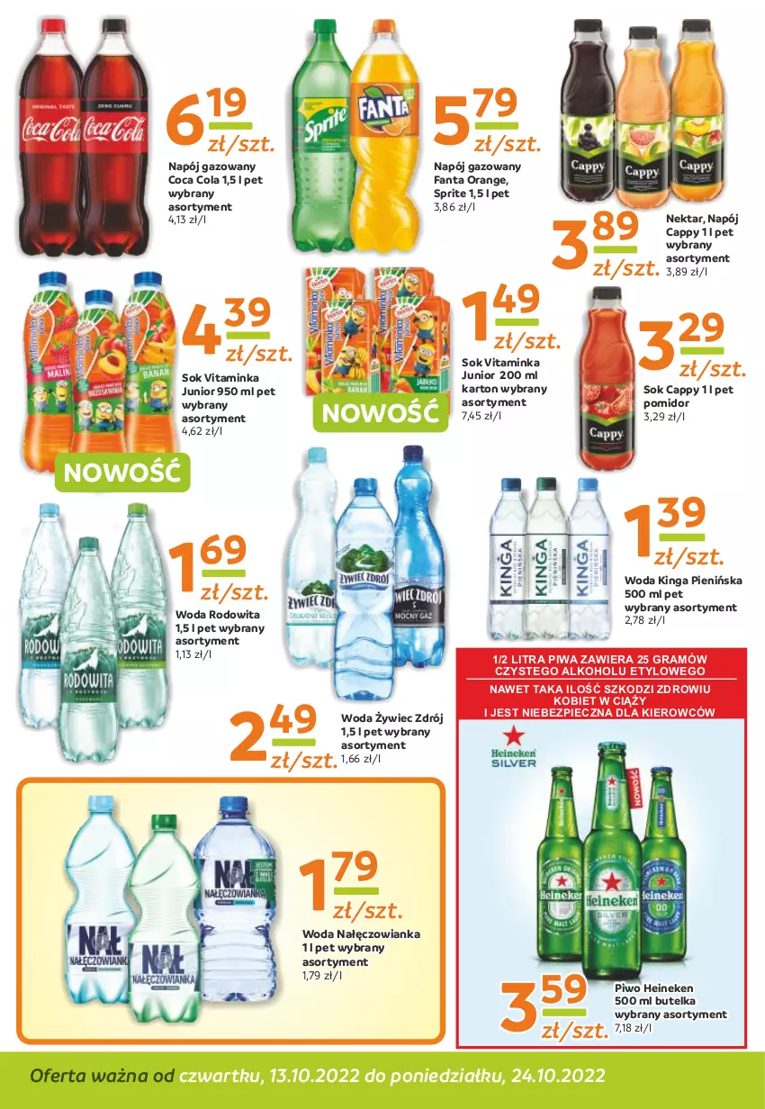 Gazetka promocyjna Gama - Gazetka Gama - ważna 24.10.2022 do 13.10.2023 - strona 10 - produkty: Cappy, Fa, Fanta, Gra, Heineken, Inka, Nałęczowianka, Napój, Napój gazowany, Nektar, Piec, Piwa, Piwo, Sok, Sprite, Woda