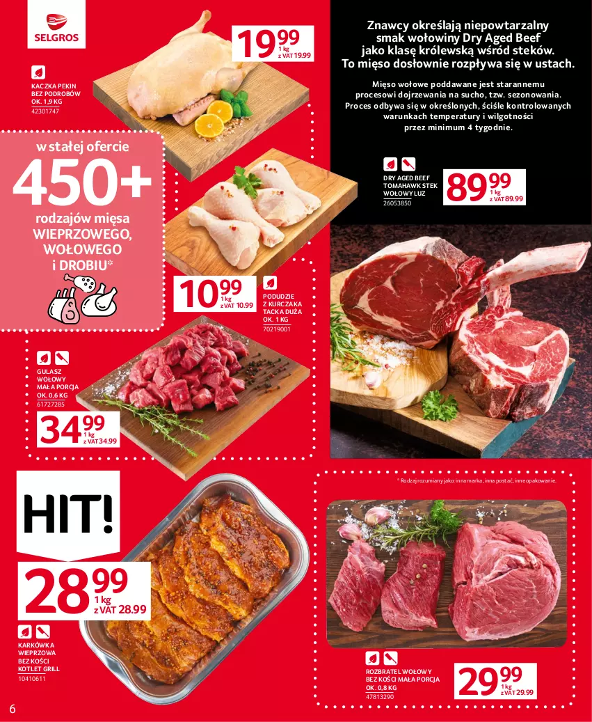 Gazetka promocyjna Selgros - Oferta spożywcza - ważna 27.07 do 09.08.2023 - strona 6 - produkty: Grill, Gulasz wołowy, Kaczka, Karkówka wieprzowa, Kotlet, Kurczak, LG, Mięso, Mięso wołowe, Podudzie z kurczaka, Por, Rozbratel wołowy, Stek, Stek wołowy