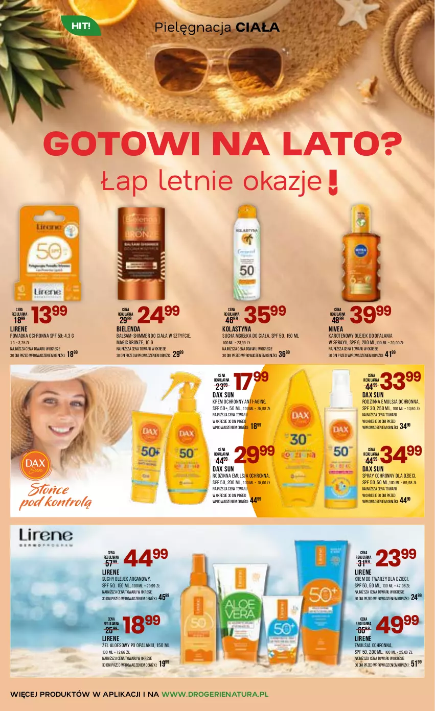 Gazetka promocyjna Drogerie Natura - Gazetka Drogerie Natura - ważna 18.05 do 02.06.2026 - strona 16 - produkty: Bielenda, DAX, Dzieci, Emulsja, Gin, Krem do twarzy, Lirene, Nivea, Olej