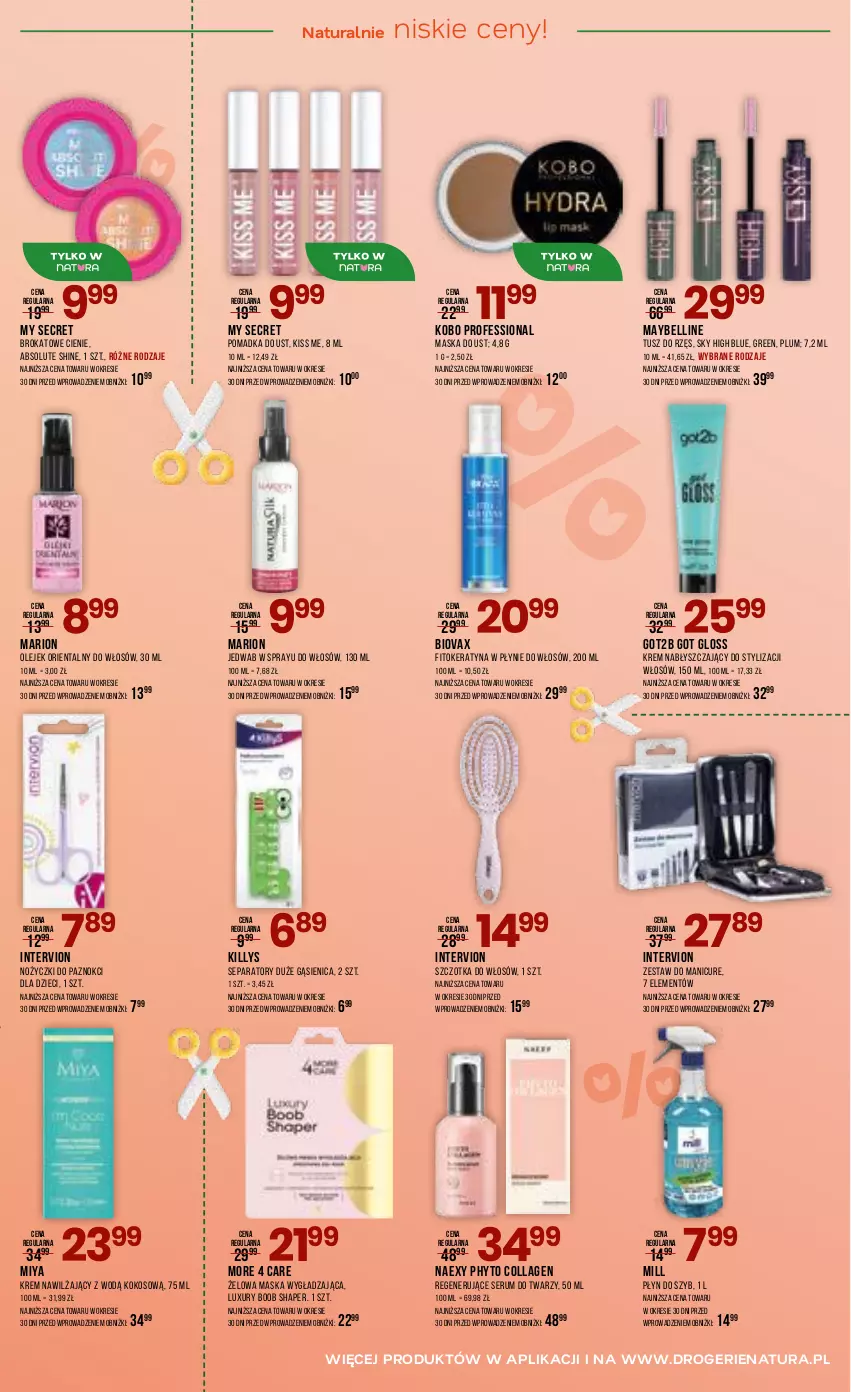 Gazetka promocyjna Drogerie Natura - Gazetka Drogerie Natura - ważna 18.05 do 02.06.2026 - strona 9 - produkty: Absolut, Bell, Biovax, Dzieci, Got2b, Killys, KOBO, Kokos, Krem nawilżający, Maska, Maybelline, Noż, Nożyczki, Olej, Phyto, Płyn do szyb, Rum, Ser, Serum, Serum do twarzy, Szczotka, Szczotka do włosów, Tusz