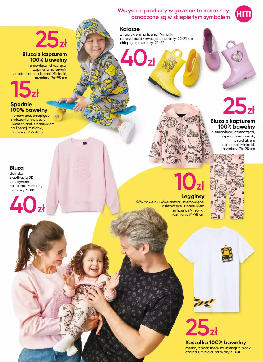 Gazetka promocyjna Pepco - Minionki - ważna 04.08 do 10.08.2022 - strona 3 - produkty: Bluza, Bluza z kapturem, Gin, Kosz, Koszulka, Legginsy, O nas, Spodnie