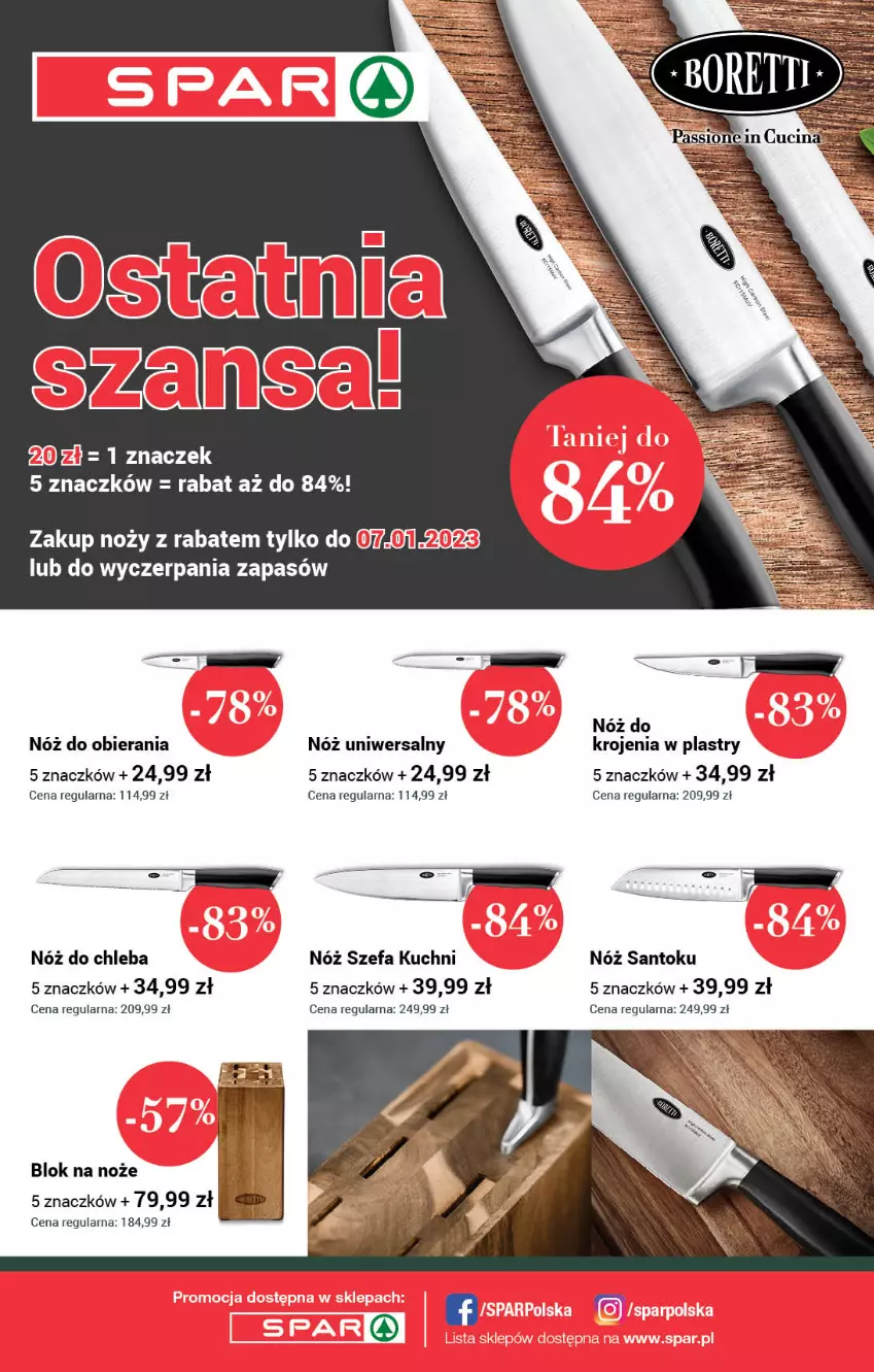 Gazetka promocyjna Spar - Spar - ważna 01.01 do 11.01.2023 - strona 12 - produkty: Blok na noże, Chleb, Fa, Noż, Nóż do chleba, Nóż szefa kuchni, Nóż uniwersalny