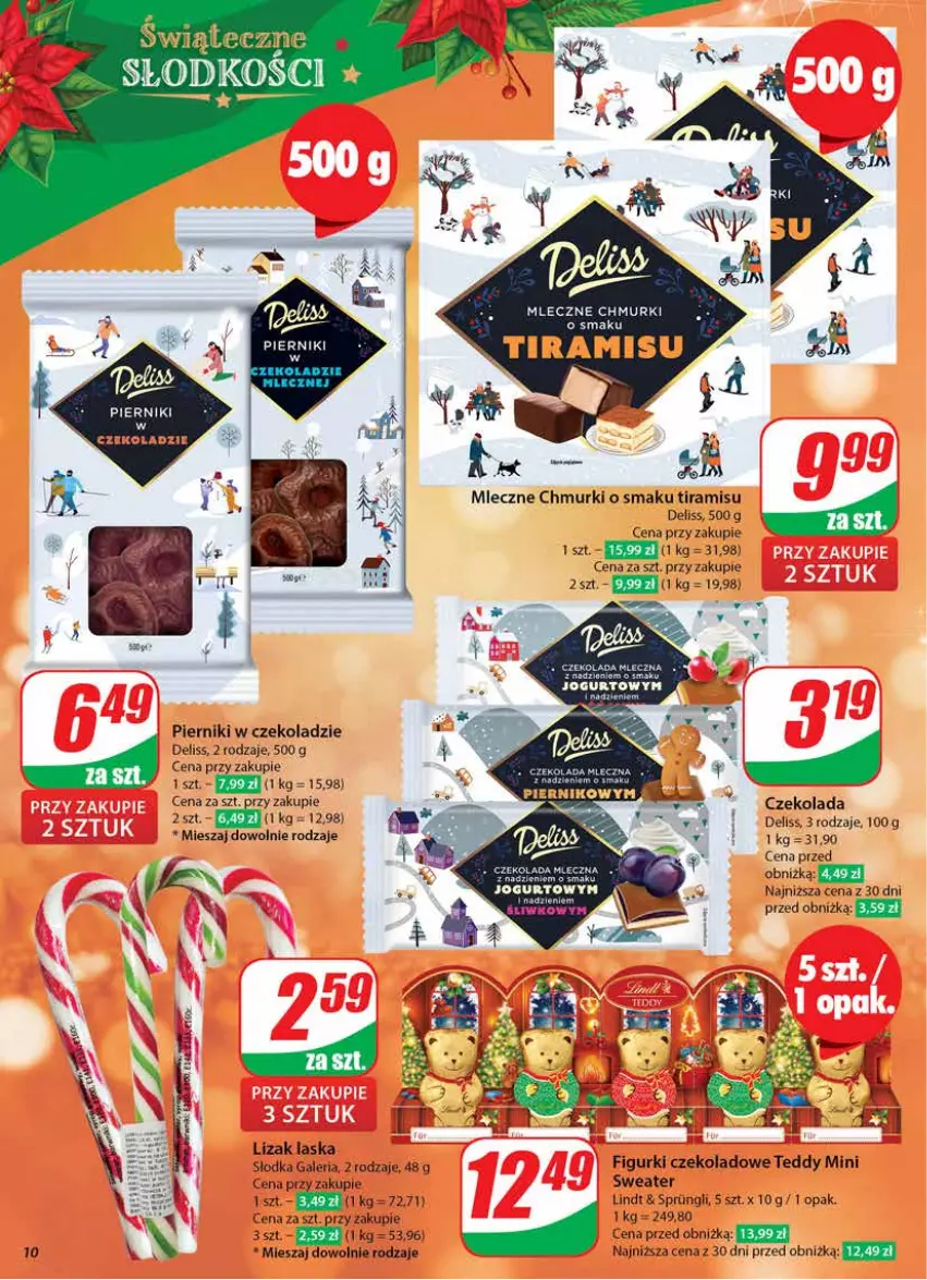 Gazetka promocyjna Dino - Gazetka 51 / 2024 - ważna 18.12 do 24.12.2024 - strona 10 - produkty: Czekolada, Czekolada mleczna, Deliss, Jogurt, Lindt, Piernik, Pierniki w czekoladzie