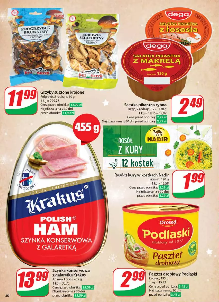 Gazetka promocyjna Dino - Gazetka 51 / 2024 - ważna 18.12 do 24.12.2024 - strona 30 - produkty: Dega, Gala, Grzyby, Krakus, LG, Pasztet, Podlaski, Prymat, Rosół, Sałat, Sałatka, Ser, Sos, Szynka, Szynka konserwowa