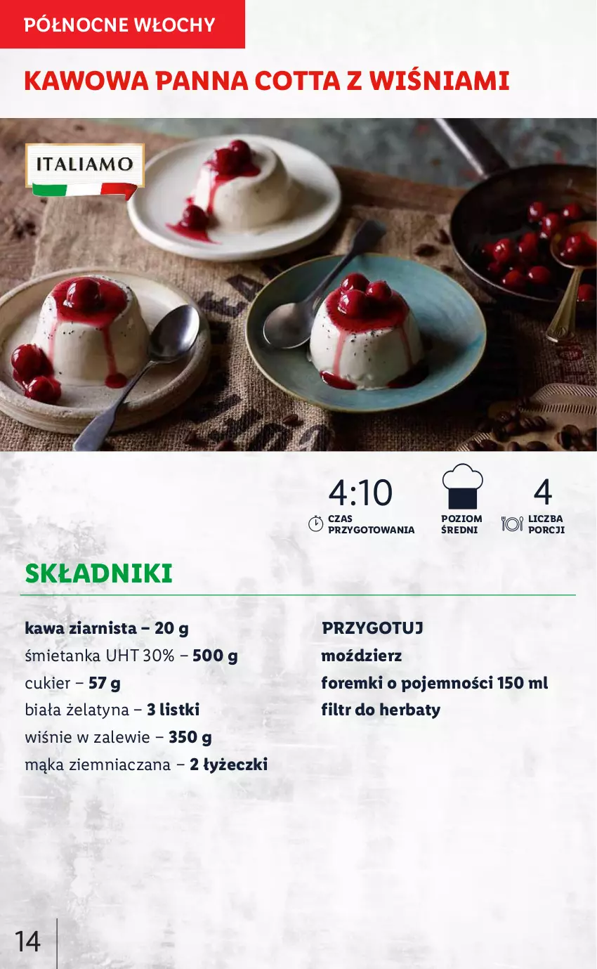 Gazetka promocyjna Lidl - KATALOG ITALIAMO - ważna 07.02 do 12.02.2022 - strona 14 - produkty: Cukier, Foremki, Kawa, Kawa ziarnista, Mąka, Panna cotta, Por