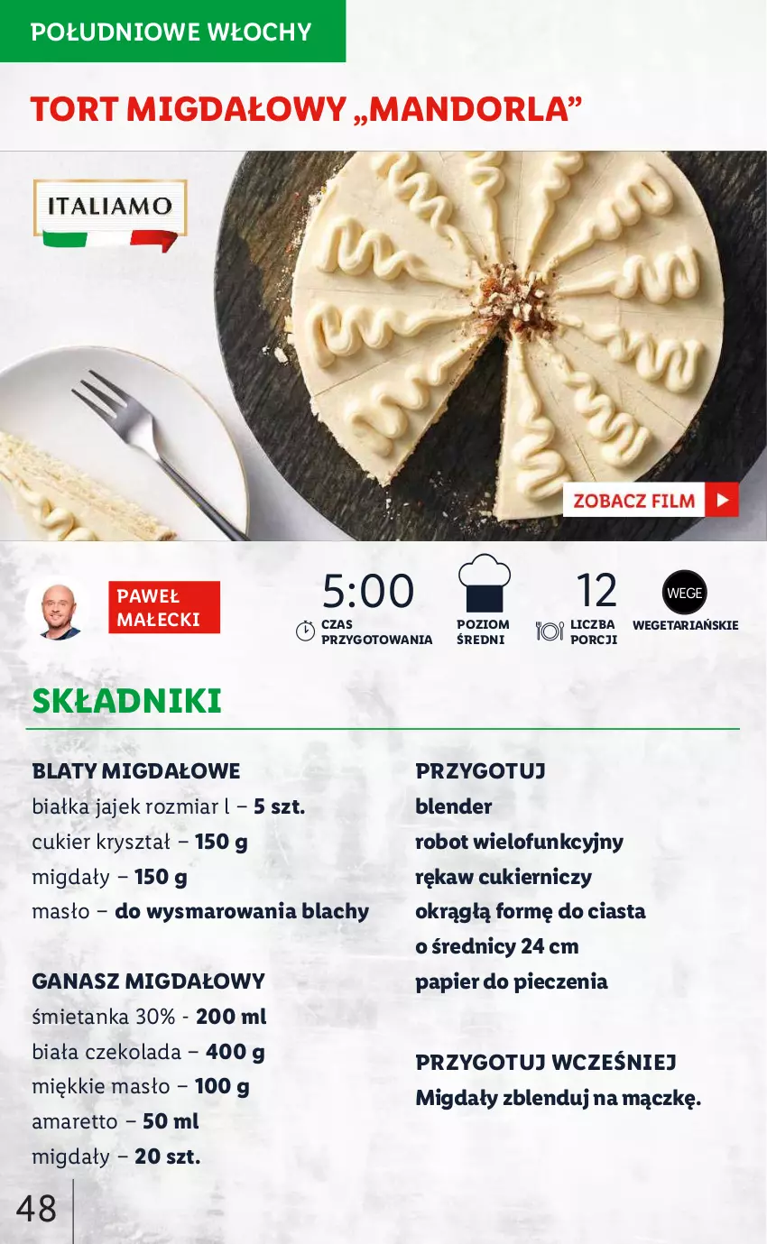 Gazetka promocyjna Lidl - KATALOG ITALIAMO - ważna 07.02 do 12.02.2022 - strona 48 - produkty: Blender, Cukier, Czekolada, Masło, Migdały, Papier, Papier do pieczenia, Piec, Por, Robot