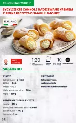 Gazetka promocyjna Lidl - KATALOG ITALIAMO - Gazetka - ważna od 12.02 do 12.02.2022 - strona 46 - produkty: Ser, Por, Cukier puder, Kremówka, Cukier, Wałek do ciasta, Ricotta, Wałek, Mąka, Rurki, Puder, Limonka, Wino, Masło