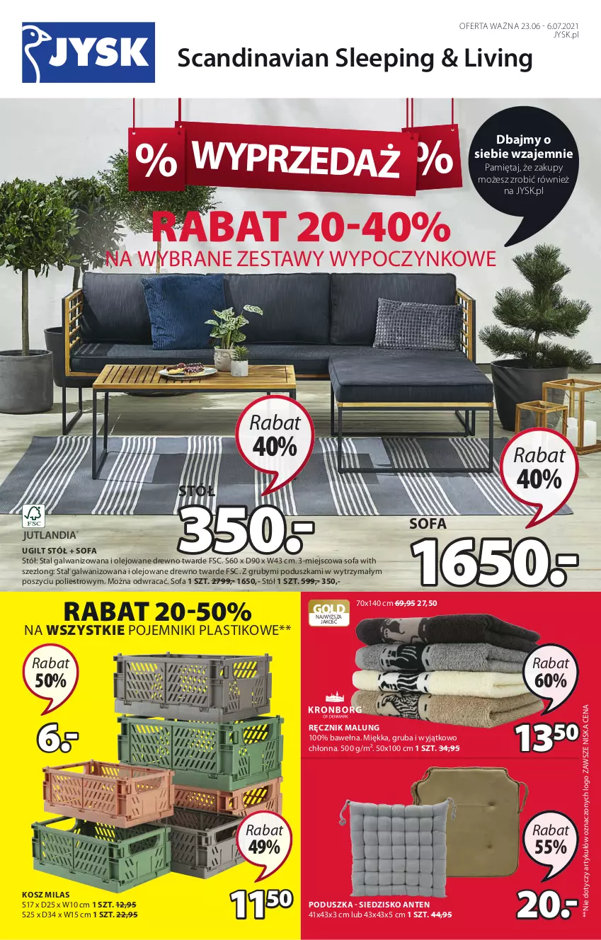 Gazetka promocyjna Jysk - Oferta tygodnia - ważna 23.06 do 06.07.2021 - strona 2 - produkty: Fa, Kosz, Mięta, Olej, Poduszka, Pojemnik, Ręcznik, Siedzisko, Sofa, Stół, Szezlong, Wełna