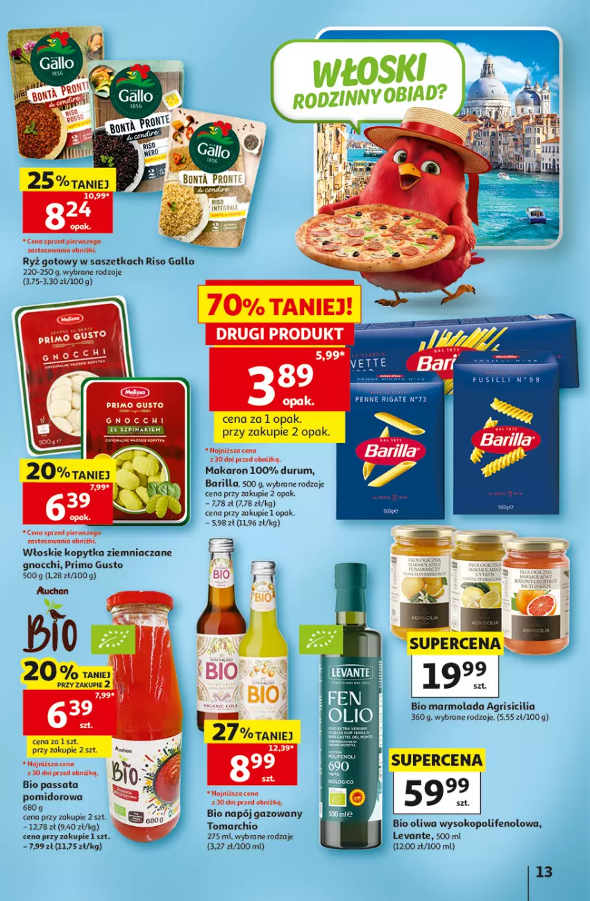 Gazetka promocyjna Auchan - Gazetka 30 Lat Hipermarket Auchan - ważna 14.05 do 20.05.2026 - strona 13 - produkty: Barilla, Gnocchi, Kopytka, Makaron, Marmolada, Mola, Napój, Napój gazowany, Penne, Rum, Ryż, Sok, Szpinak