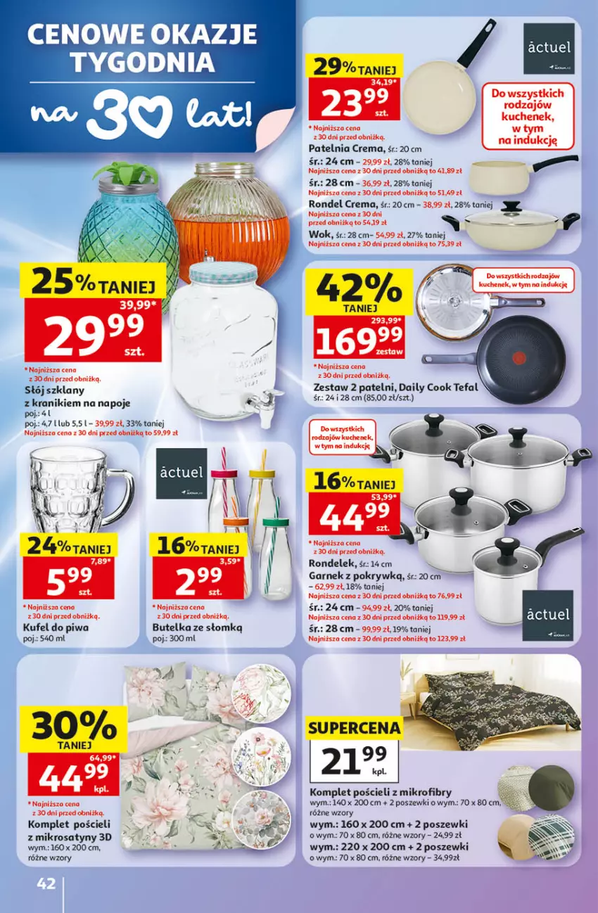Gazetka promocyjna Auchan - Gazetka 30 Lat Hipermarket Auchan - ważna 14.05 do 20.05.2026 - strona 42 - produkty: Fa, Garnek, Komplet pościeli, Napoje, Patelnia, Piwa, Pościel, Rondel, Tefal