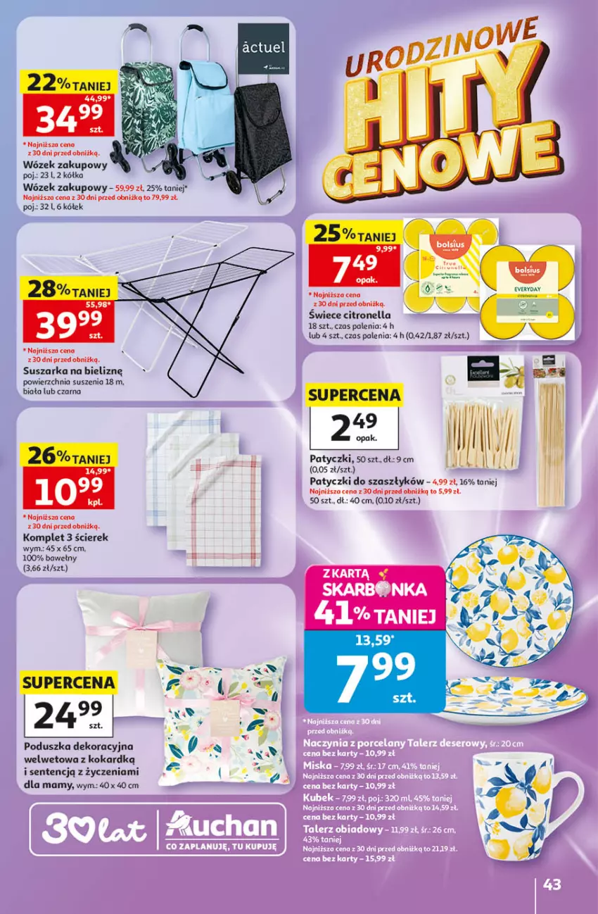 Gazetka promocyjna Auchan - Gazetka 30 Lat Hipermarket Auchan - ważna 14.05 do 20.05.2026 - strona 43 - produkty: Poduszka, Poduszka dekoracyjna, Suszarka, Wózek