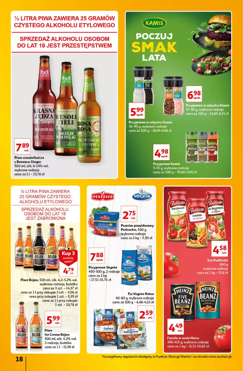 Gazetka promocyjna Auchan - Znane Lubiane Marki Hipermarkety - ważna 02.06 do 08.06.2022 - strona 18 - produkty: Fa, Fasola, Gra, Heinz, Piwa, Piwo, Podravka, Sos, Vegeta