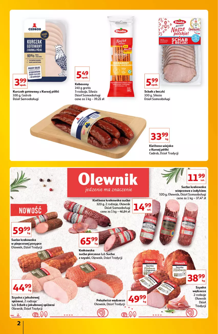 Gazetka promocyjna Auchan - Znane Lubiane Marki Hipermarkety - ważna 02.06 do 08.06.2022 - strona 2 - produkty: Gra, Kabanos, Kiełbasa, Kiełbasa krakowska, Kiełbasa wiejska, Kurczak, Kurczak gotowany, Olewnik, Pieprz, Polędwica