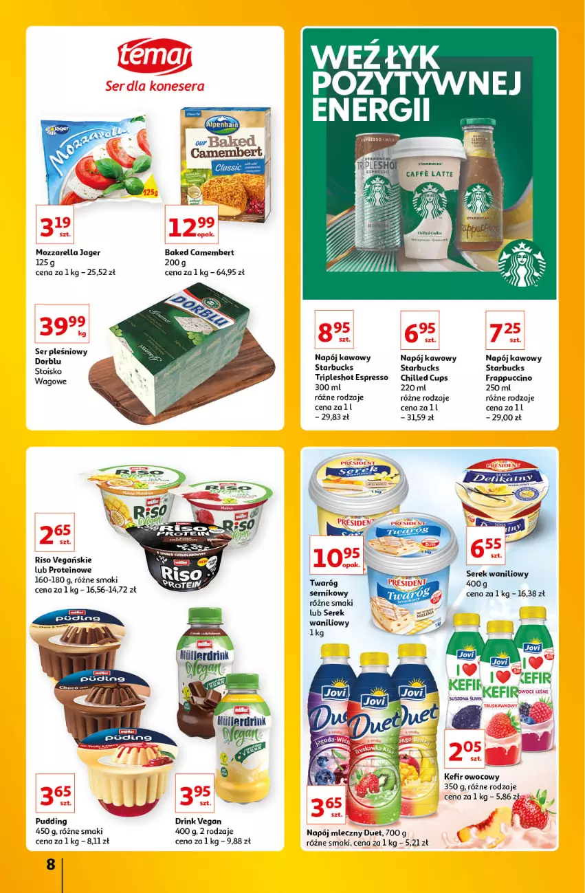 Gazetka promocyjna Auchan - Znane Lubiane Marki Hipermarkety - ważna 02.06 do 08.06.2022 - strona 8 - produkty: Camembert, Kefir, Mozzarella, Napój, Napój mleczny, Pudding, Ser, Ser pleśniowy, Serek, Twaróg