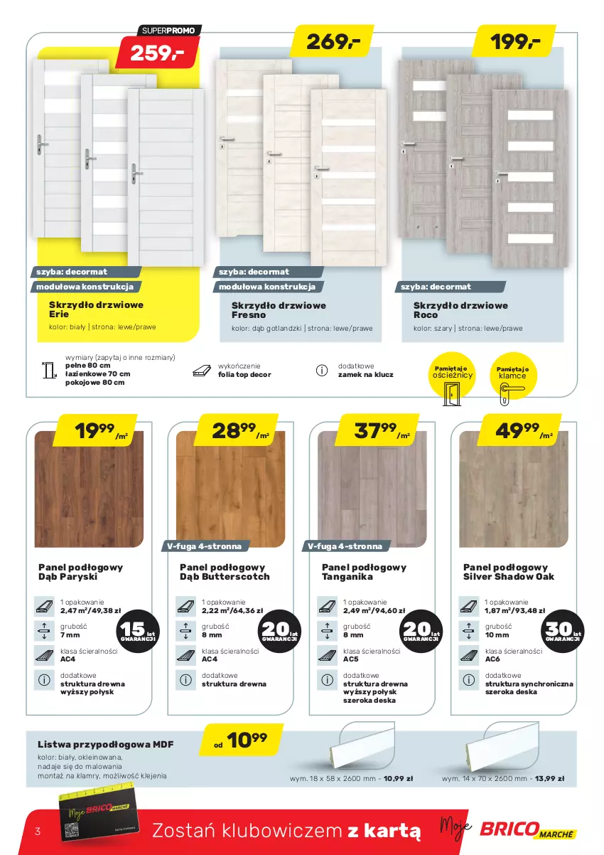 Gazetka promocyjna Bricomarche - Gazetka 
                    20.01
                    do
                    31.01 - ważna 20.01 do 31.01.2021 - strona 3 - produkty: Drzwi, Klej, Listwa, Listwa przypodłogowa, Mięta, Panel podłogowy, Skrzydło drzwiowe, Top