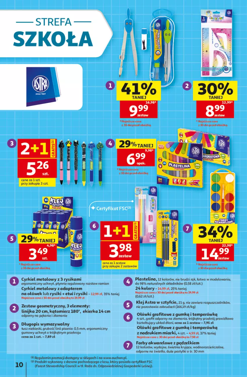 Gazetka promocyjna Auchan - Gazetka 30 Lat Hipermarket Auchan - ważna 23.07 do 29.07.2026 - strona 10 - produkty: Cień, Długopis, Fa, Gra, Klej, Pastylki, Plastelina, Por, Tusz