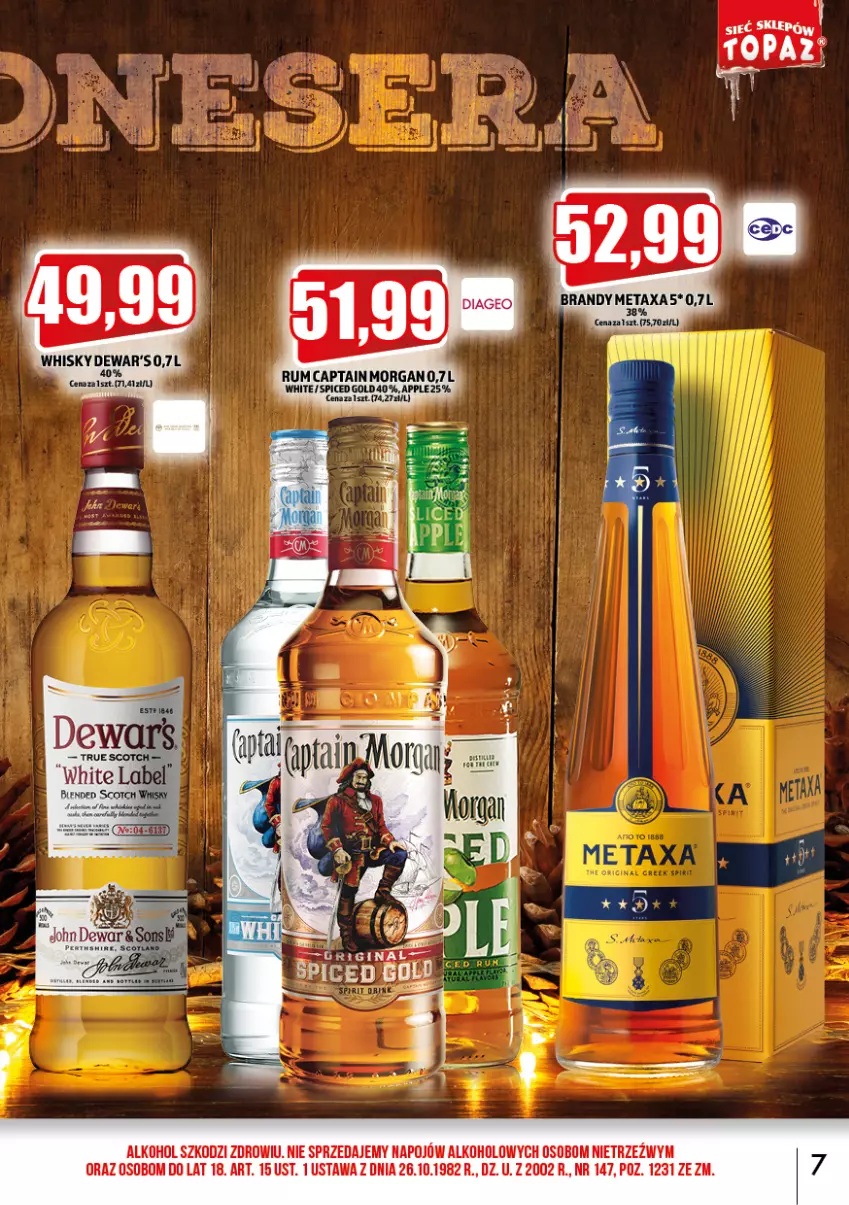 Gazetka promocyjna Topaz - Gazetka - ważna 01.12 do 31.12.2022 - strona 7 - produkty: Captain Morgan, LG, Rum, Top, Whisky