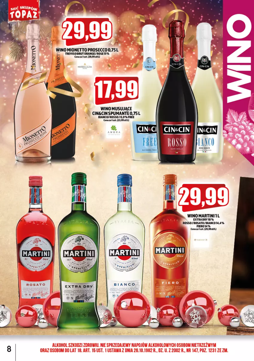 Gazetka promocyjna Topaz - Gazetka - ważna 01.12 do 31.12.2022 - strona 8 - produkty: Martini, Mionetto, Mus, Prosecco, Puma, Wino, Wino musujące