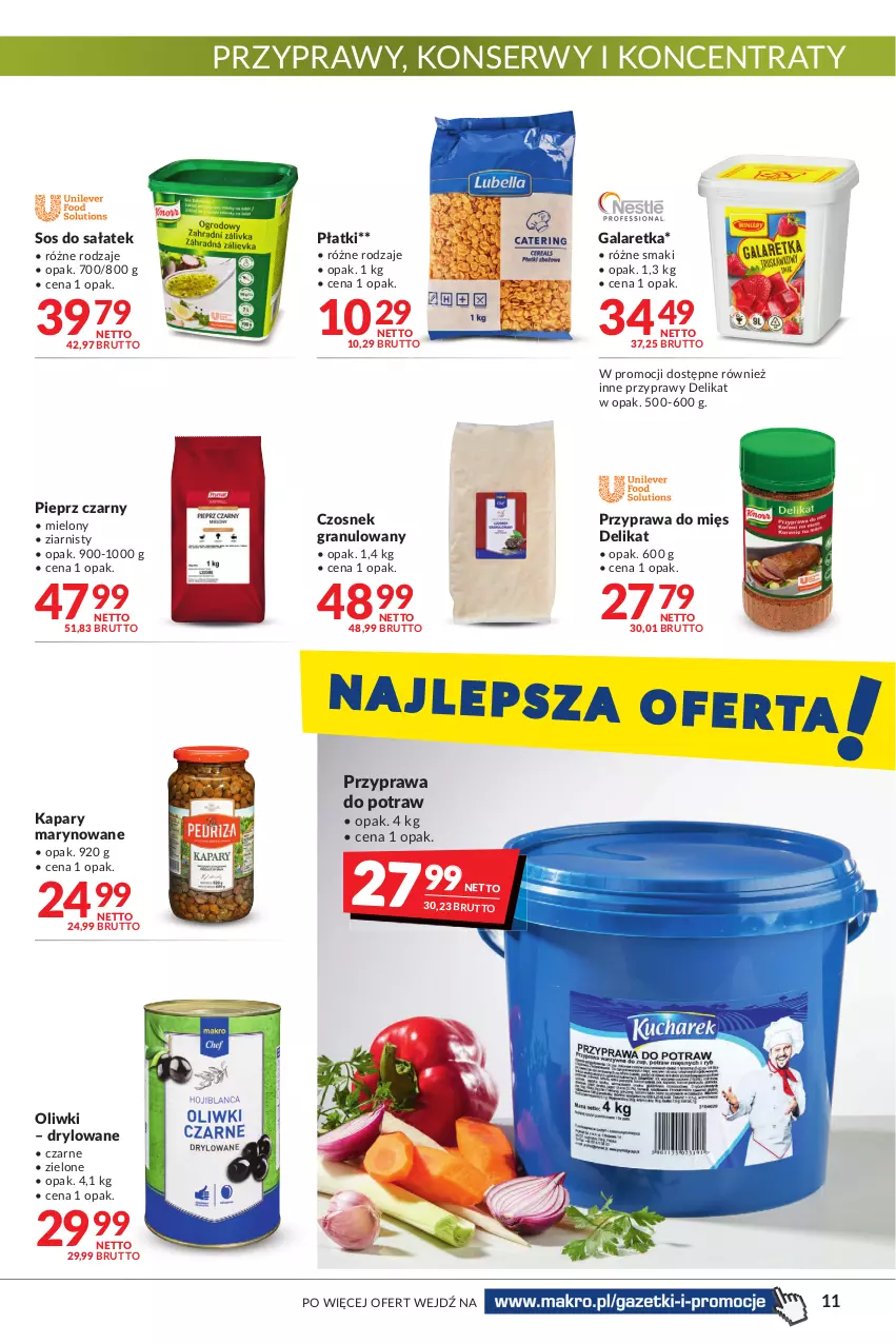 Gazetka promocyjna Makro - [Oferta promocyjna] Artykuły spożywcze i przemysłowe - ważna 22.03 do 04.04.2022 - strona 11 - produkty: Czosnek, Czosnek granulowany, Gala, Galaretka, Gra, Kapary, Oliwki, Pieprz, Przyprawa do potraw, Przyprawy, Sałat, Ser, Sos, Sos do sałatek