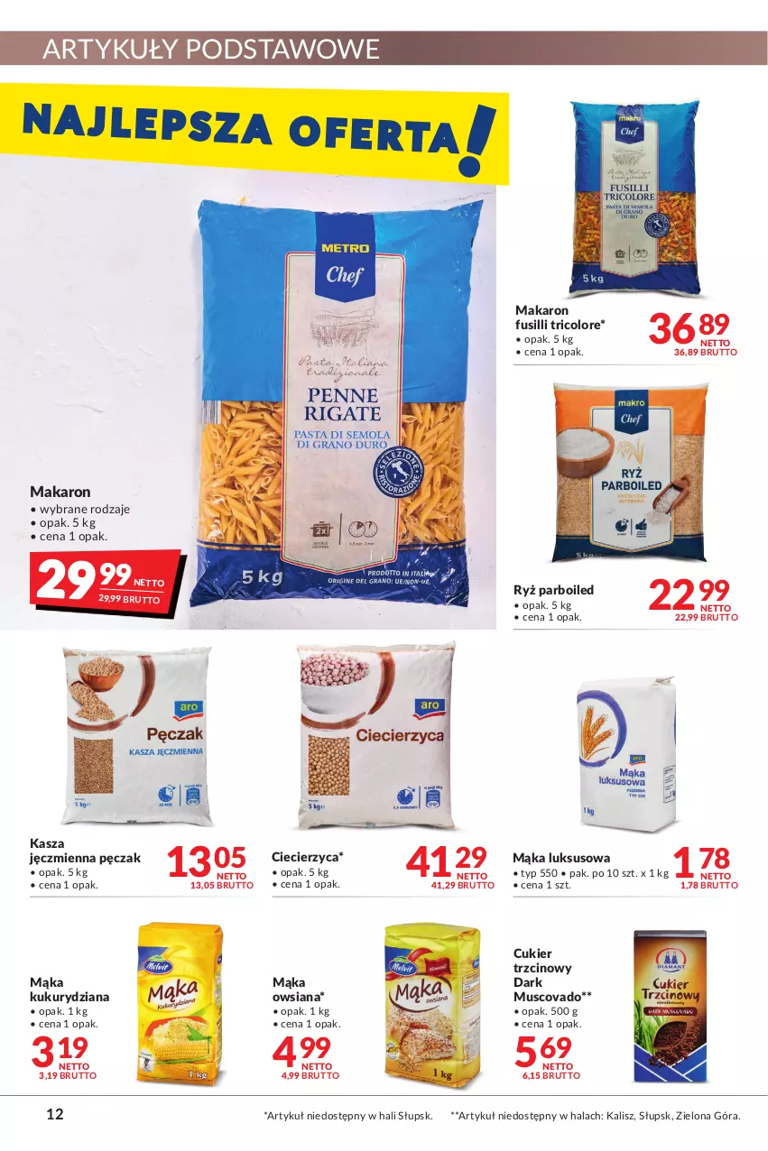 Gazetka promocyjna Makro - [Oferta promocyjna] Artykuły spożywcze i przemysłowe - ważna 22.03 do 04.04.2022 - strona 12 - produkty: Cukier, Cukier trzcinowy, Kasza, Kasza jęczmienna, Mąka, Mąka luksusowa, Makaron, Mus, Ryż, Ryż parboiled