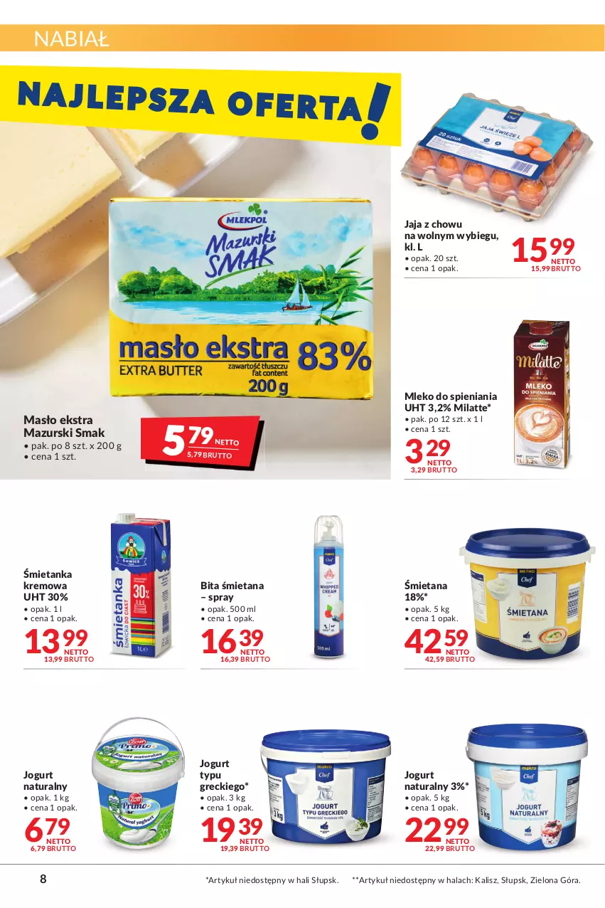 Gazetka promocyjna Makro - [Oferta promocyjna] Artykuły spożywcze i przemysłowe - ważna 22.03 do 04.04.2022 - strona 8 - produkty: Jaja, Jogurt, Jogurt naturalny, Masło, Mleko