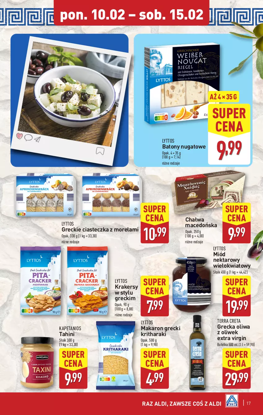 Gazetka promocyjna Aldi - Pełna oferta - ważna 10.02 do 15.02.2025 - strona 17 - produkty: Baton, Chałwa, Gin, Krakersy, Makaron, Miód, Morela, Nektar, Oliwa z oliwek