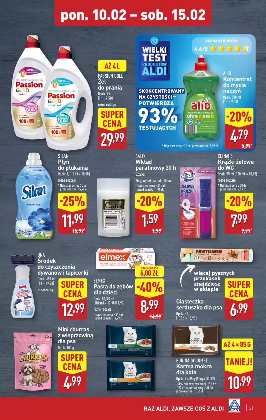 Gazetka promocyjna Aldi - Pełna oferta - ważna 10.02 do 15.02.2025 - strona 21 - produkty: Clin, Do mycia naczyń, Dywan, Dzieci, Elmex, Koncentrat do mycia naczyń, Pasta do zębów, Płyn do płukania, Pur, Purina, Ser, Silan, Sok