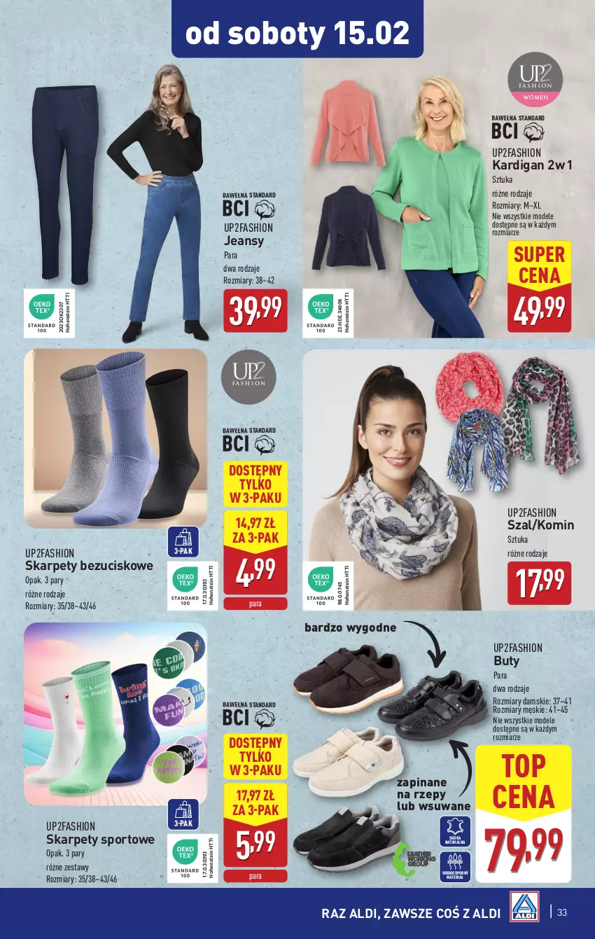 Gazetka promocyjna Aldi - Pełna oferta - ważna 10.02 do 15.02.2025 - strona 33 - produkty: Buty, Fa, K2, Kardigan, Karp, Por, Sport, Szal, Top