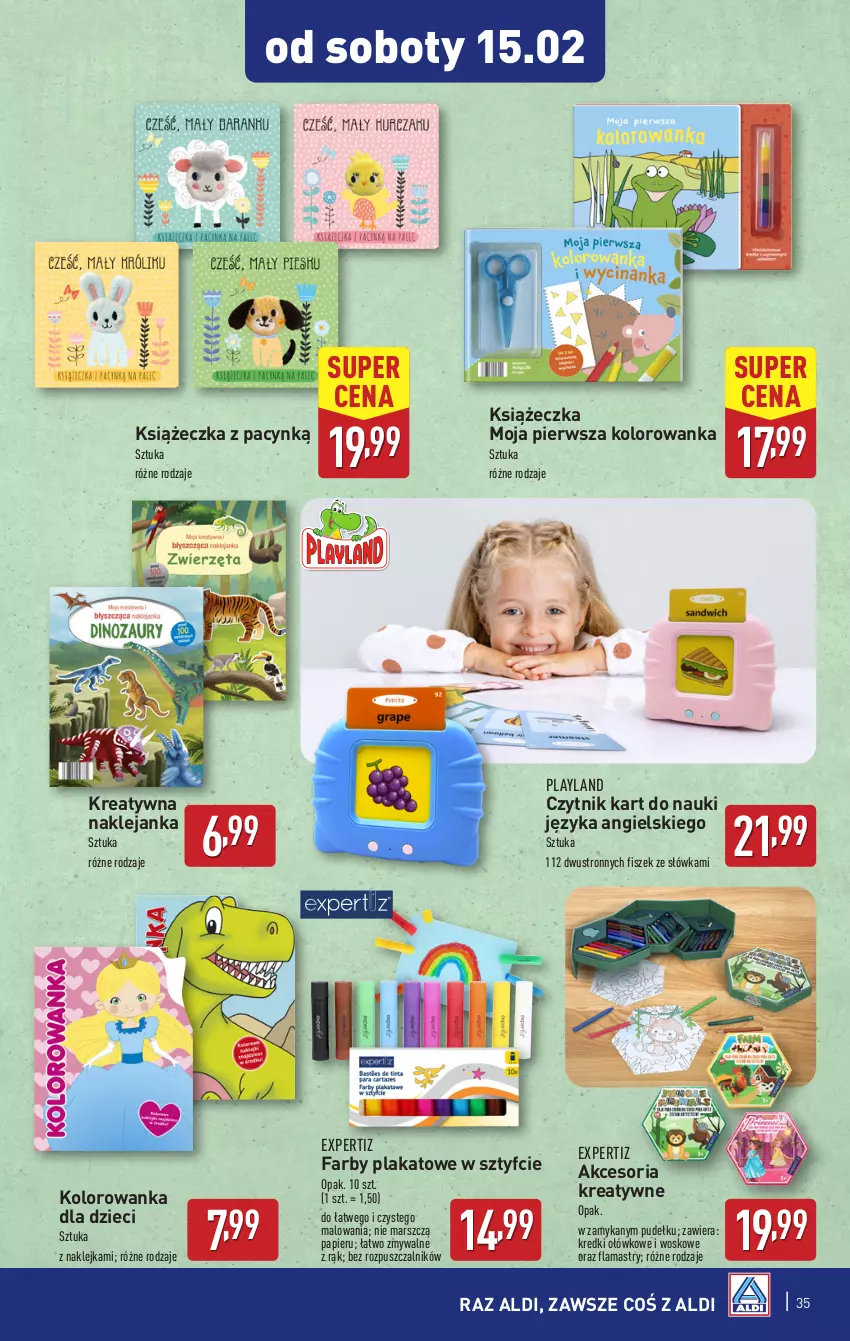 Gazetka promocyjna Aldi - Pełna oferta - ważna 10.02 do 15.02.2025 - strona 35 - produkty: Cynk, Dzieci, Fa, Flamastry, Klej, Kolorowanka, Mars, Papier