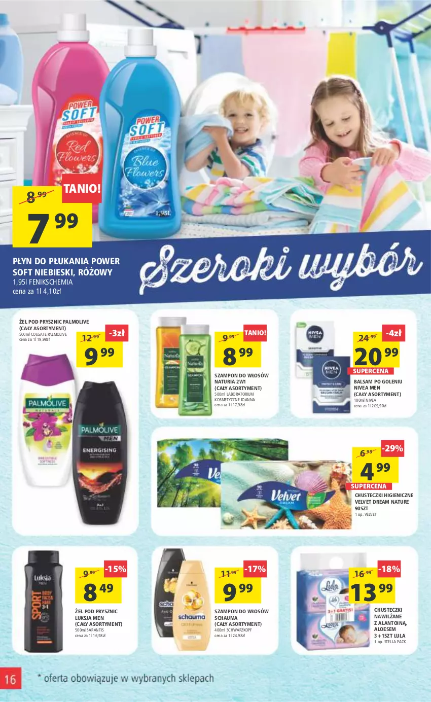 Gazetka promocyjna Arhelan - Gazetka - ważna 09.09 do 18.09.2022 - strona 16 - produkty: Balsam po goleniu, Chusteczki, Colgate, Joanna, LG, Luksja, Nivea, Nivea Men, Palmolive, Płyn do płukania, Schauma, Schwarzkopf, Szampon, Velvet