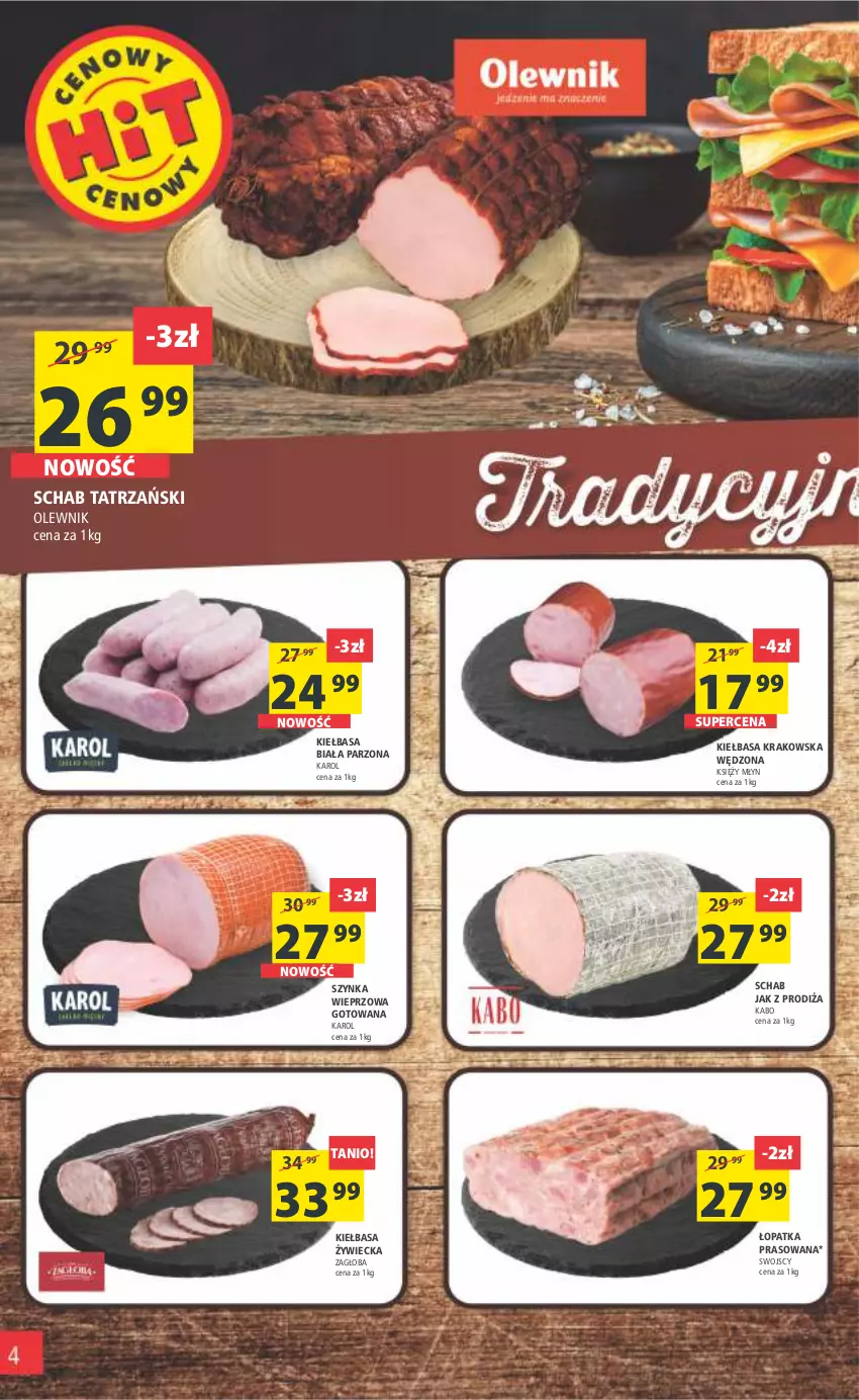 Gazetka promocyjna Arhelan - Gazetka - ważna 09.09 do 18.09.2022 - strona 4 - produkty: Kiełbasa, Kiełbasa biała, Kiełbasa krakowska, Olewnik, Szynka, Szynka wieprzowa