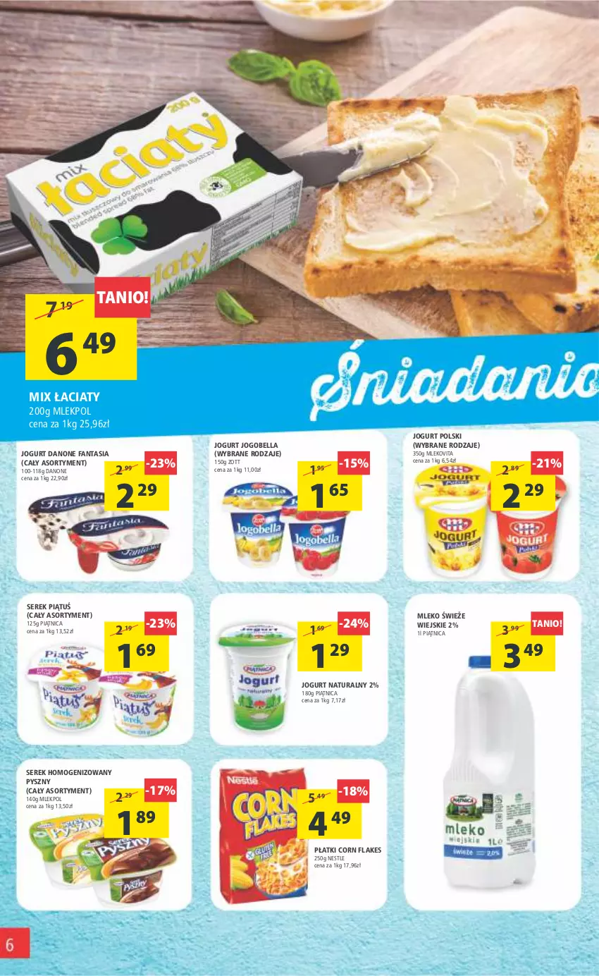 Gazetka promocyjna Arhelan - Gazetka - ważna 09.09 do 18.09.2022 - strona 6 - produkty: Bell, Bella, Corn flakes, Danone, Danone Fantasia, Fa, Fanta, Jogobella, Jogurt, Jogurt naturalny, Mleko, Mlekovita, Piątnica, Ser, Serek, Serek homogenizowany, Vita C, Zott