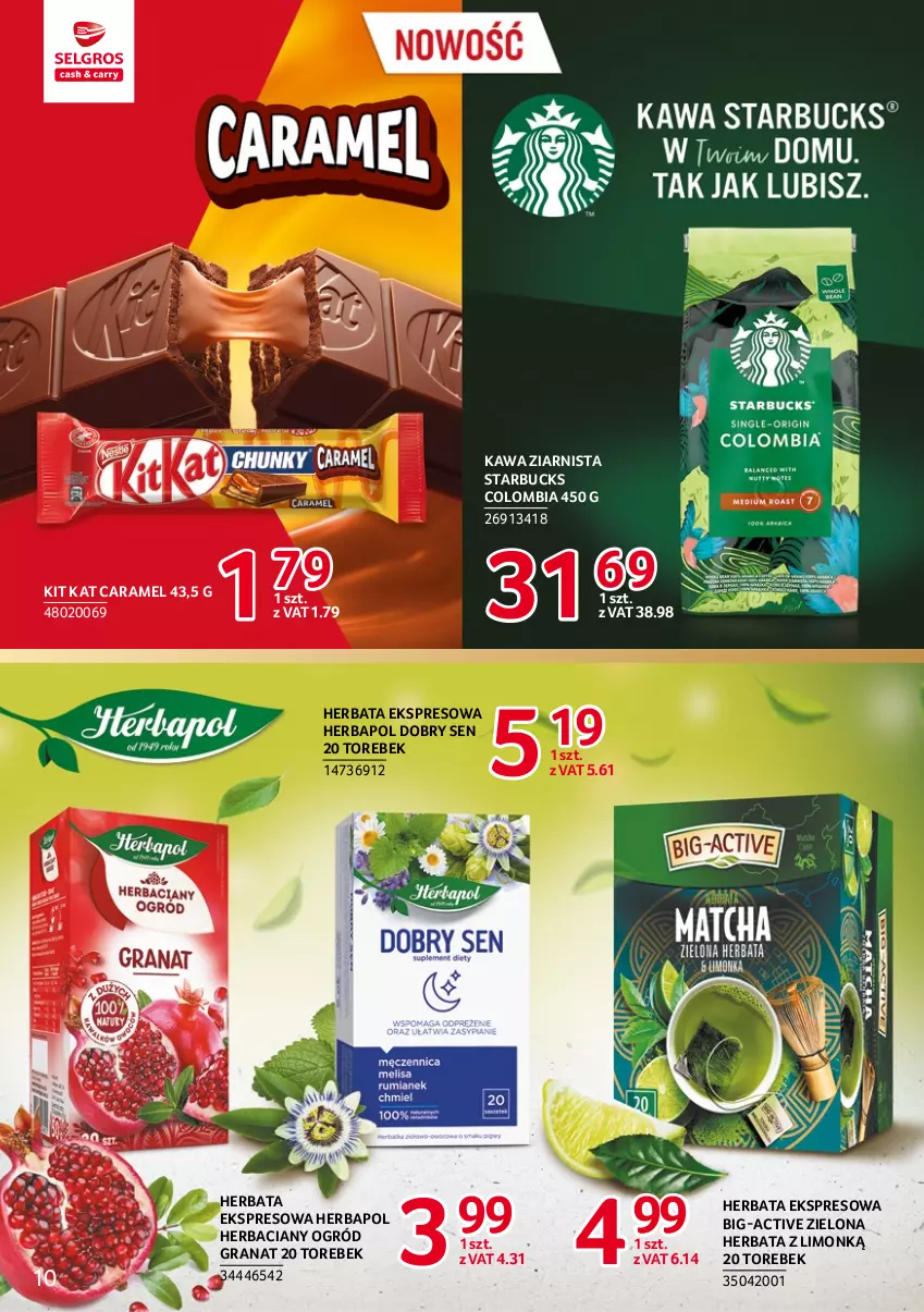 Gazetka promocyjna Selgros - Katalog Markowe Produkty - ważna 22.04 do 31.12.2022 - strona 10 - produkty: Gra, Granat, Herbapol, Herbata, Kawa, Kawa ziarnista, Kit Kat, Ogród