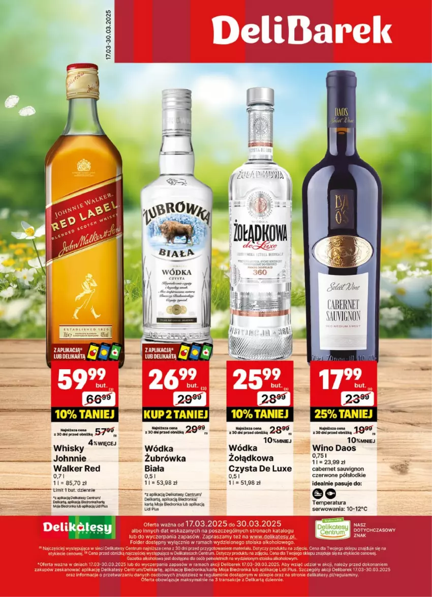 Gazetka promocyjna Delikatesy Centrum - DeliBarek DC12-DC13 - ważna 17.03 do 30.03.2025 - strona 1 - produkty: Cabernet Sauvignon, Dron, Ser, Whisky, Wino, Wódka